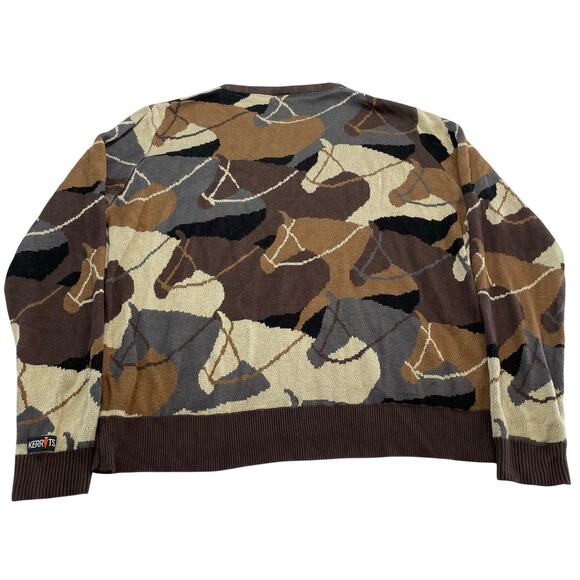 Kerrits Riding Equestrian Sweater All Over Brown Horse Print, Size XL - Picture 7 of 7